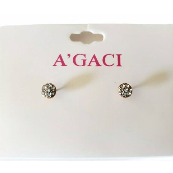 Agaci Womens Gold Tone Necklace Heart Pendant & Earrings Set Sparkling Details - Picture 2 of 3